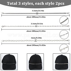 6Pcs 3 Styles 304 Stainless Steel & Round Plastic Pearl Beads Baseball Cap Chain&nbsp;AJEW-SC0003-57
