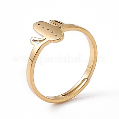 Ion Plating(IP) 201 Stainless Steel Cactus Adjustable Ring for Women&nbsp;RJEW-K238-03G