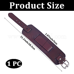 1Pc Vintage Punk Rock Style Wide Leather Cord Wristband Bracelets for Unisex&nbsp;BJEW-CL0001-17B