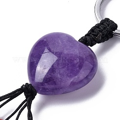 Natural Amethyst Heart with Mixed Gemstone Tassel Keychains&nbsp;KEYC-P012-03P-01