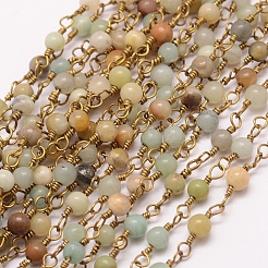 Handmade Amazonite Beaded Chains&nbsp;AJEW-P060-4mm-02