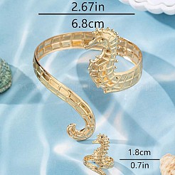 Sea Horse Alloy Cuff Bangles & Cuff Rings Sets&nbsp;WG48924-01