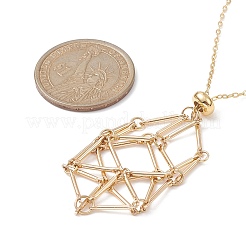 Brass Braided Macrame Pouch Empty Stone Holder for Pendant Necklace Making&nbsp;NJEW-JN04331-01