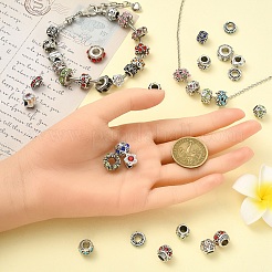 40Pcs 8 Styles Alloy Rhinestone European Beads&nbsp;MPDL-YW0001-04