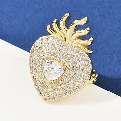 Brass Micro Pave Clear Cubic Zirconia Cuff Rings&nbsp;RJEW-P155-04B-G