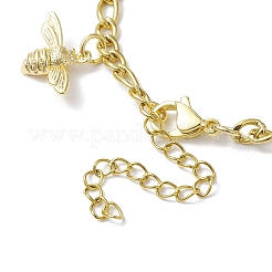 Shell Pearl & Alloy Enamel Bees Charm Bracelet&nbsp;BJEW-JB10040