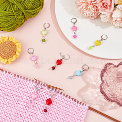 30Pcs 6 Colors Heart Glass Locking Stitch Markers&nbsp;HJEW-SC00093
