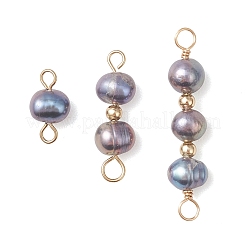 3Pcs 3 Styles Natural Cultured Freshwater Pearl Potato Beaded Connector Charms&nbsp;PALLOY-JF05071