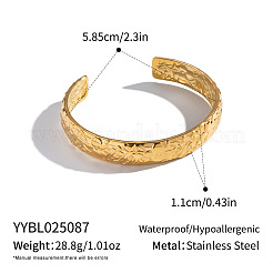 304 Stainless Steel Flower Pattern Open Cuff Bangles for Women&nbsp;PL4091