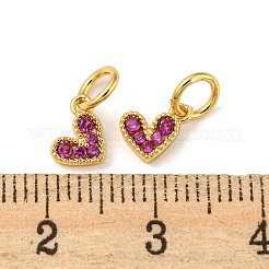 Rack Plating Brass Micro Pave FireBrick Cubic Zirconia Pendants&nbsp;KK-P245-02G-01