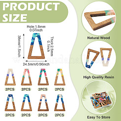 16Pcs 8 Colors Resin and Walnut Pendants&nbsp;FIND-TA0006-47