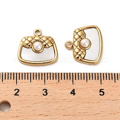304 Stainless Steel Pave Shell Bag Charms&nbsp;STAS-L022-073G
