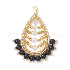 3Pcs 3 Colors Glass Seed Beaded Leaf Pendants&nbsp;PALLOY-MZ00866