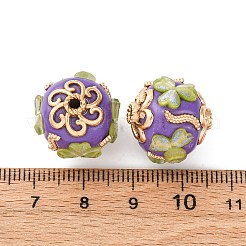 Handmade Resin Indonesia Round Beads&nbsp;IPDL-P005-15KCG-01