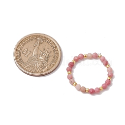 Natural Rhodonite Beaded Stretch Rings for Women&nbsp;RJEW-JR00868-09