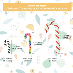 60Pcs 10 Styles Christmas Theme Polymer Clay Artificial Candy Cane&nbsp;FIND-CJ0002-89