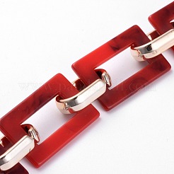 Imitation Gemstone Style Acrylic Handmade Rectangle Link Chains&nbsp;AJEW-JB00518-01