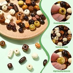 77Pcs 16 Styles Wood Beads&nbsp;WOOD-CJC0019-18