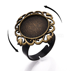 Adjustable Rhombus Alloy & Iron Bezel Cup Ring Base with Rotatable Tray&nbsp;MAK-T012-02AB