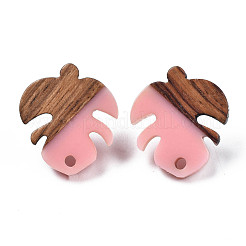 Resin & Walnut Wood Stud Earring Findings&nbsp;MAK-N032-027A