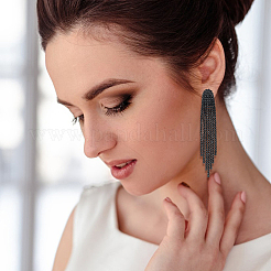 4 Pairs 4 Colors Rhinestone Chains Tassel Earrings&nbsp;EJEW-AN0004-74