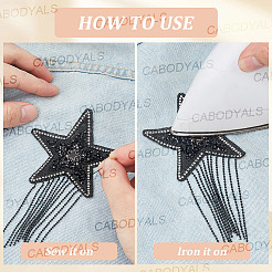 5Pcs 5 Styles Resin Rhinestone with Iron Ball Chain Tassel Sew On Patches&nbsp;PATC-CY0001-68