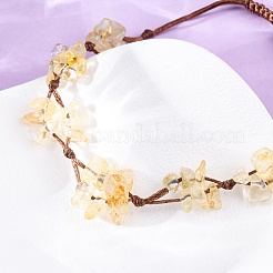 Adjustable Natural Yellow Quartz Braided Bead Bracelets for Women&nbsp;BJEW-U035-02J