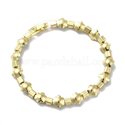 Rack Plating Iron Clover & Square Link Chains Bracelet&nbsp;BJEW-I300-08G