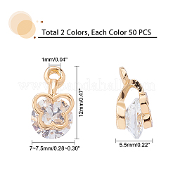 Alloy Clear Cubic Zirconia Charms&nbsp;ZIRC-PH0001-07
