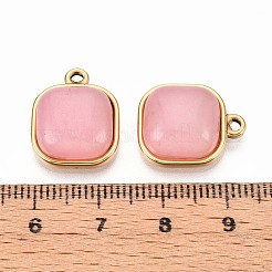 Natural Rose Quartz Square Pendants&nbsp;STAS-N109-211C-G