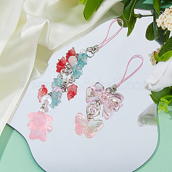 4Pcs Alloy & Acrylic Mobile Straps&nbsp;HJEW-DC00081
