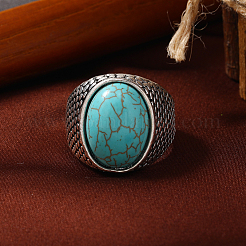 Zinc Alloy with Synthetic Turquoise Finger Rings&nbsp;CJ8951-1