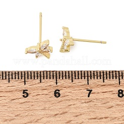 Brass Micro Pave Clear Cubic Zirconia Stud Earrings&nbsp;EJEW-C186-19G-01