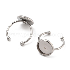 Tarnish Resistant 304 Stainless Steel Open Cuff Ring Components&nbsp;STAS-B072-09A-P