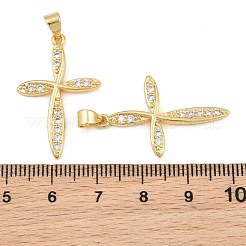 Brass Micro Pave Clear Cubic Zirconia Pendants&nbsp;CU-CBADC6C-01G