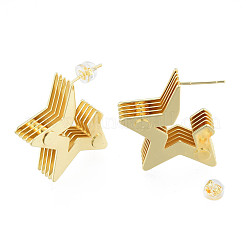 Brass Multi-Layer Star Stud Earrings&nbsp;EJEW-N011-88