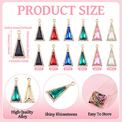 36Pcs 6 Colors Zinc Alloy Glass Pendants&nbsp;ALRI-TA0001-36