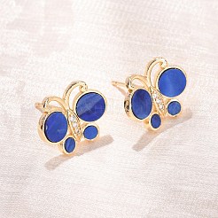 Butterfly Brass Micro Pave Clear Cubic Zirconia Stud Earrings&nbsp;EJEW-C173-01G