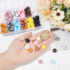 120Pcs Flat Round Food Grade Eco-Friendly Silicone Beads&nbsp;SIL-WR0001-04B