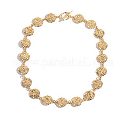 Vintage Alloy Textured Coin Link Chain Necklaces with OT Clasps for Women&nbsp;FS-WG489F5-01