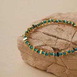 Synthetic Turquoise & Brass Beaded Bracelets for Women&nbsp;XC1263