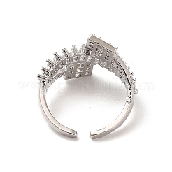 Brass Micro Pave Cubic Zirconia Open Cuff Rings&nbsp;RJEW-R146-16A-P