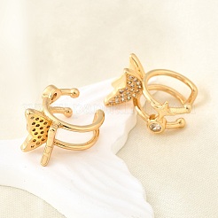 Brass Micro Pave Clear Cubic Zirconia Cuff Earrings&nbsp;EJEW-F370-24G