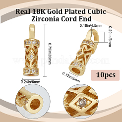 10Pcs Brass Micro Pave Cubic Zirconia Cord End&nbsp;KK-BBC0010-49