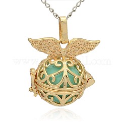 Golden Tone Brass Hollow Round Cage Pendants&nbsp;KK-J237-02G