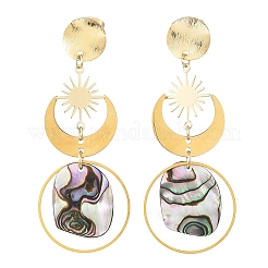 201 Stainless Steel & Natural Paua Shell Pendants Dangle Earrings&nbsp;EJEW-JE07456-01