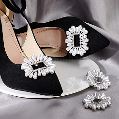 4Pcs 2 Styles Flower & Rectangle Detachable Alloy Rhinestone Shoe Buckle Clips&nbsp;AJEW-PH0011-58P