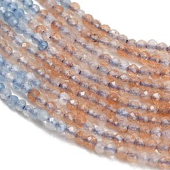 Gradient Color Natural Sunstone & Aquamarine Beads Strands&nbsp;GG-CBA1668-A02-2mm