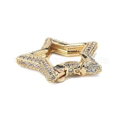 Brass Micro Pave Clear Cubic Zirconia Spring Gate Rings&nbsp;ZIRC-F120-004G