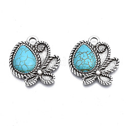 Synthetic Turquoise Pendants Settings for Enamel&nbsp;PALLOY-N157-030